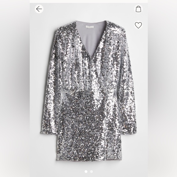 H&M Short dress in glittery, sequined mesh. - Picture 6 of 7